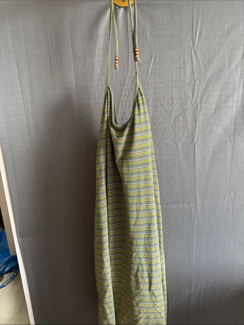 Old Navy Backless Hippie Striped Maxi Dress in Light Green and Yellow with bra